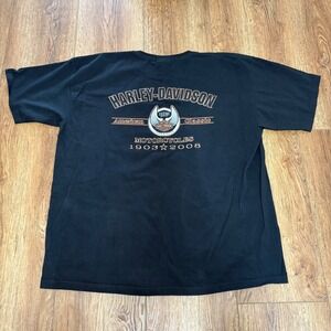 Harley Davidson 105th Anniversary Shirt Mens 2XL USA Made Black Biker 2008 y2k